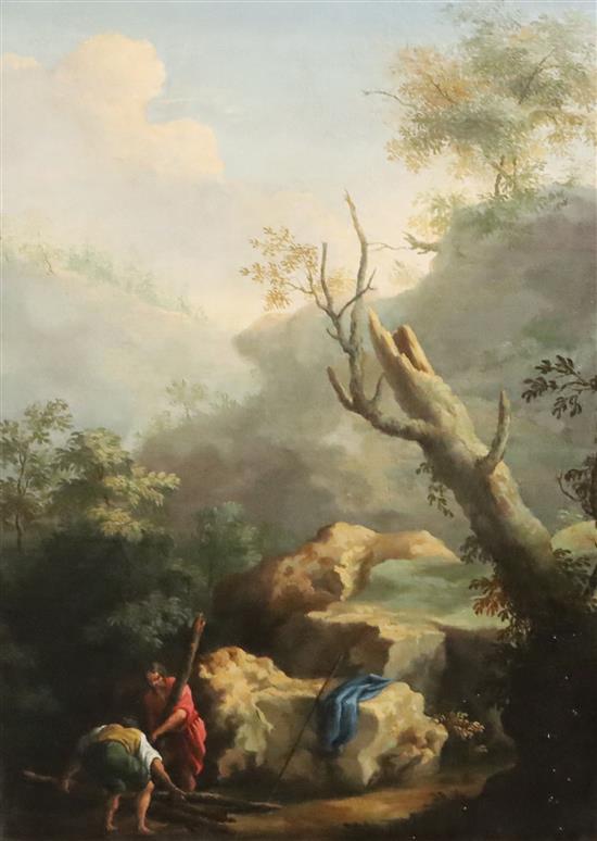 18th century Neapolitan School Idyllic mountain landscapes 21.5 x 15.25in.